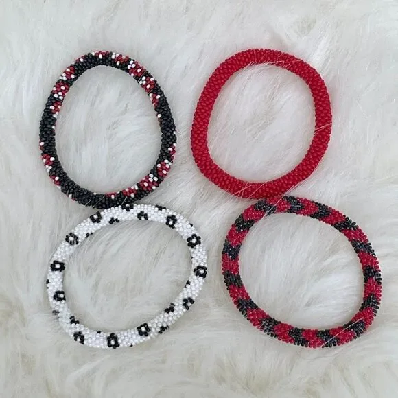 HAND CRAFTED in Nepal Beaded Bracelets (set of 4) #662 - Picture 3 of 5